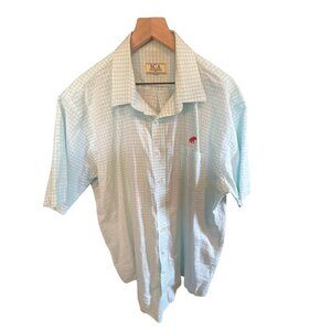 Southern Collegiate Apparel Blue and White Check Button Down Shirt Men's 2XL Ala
